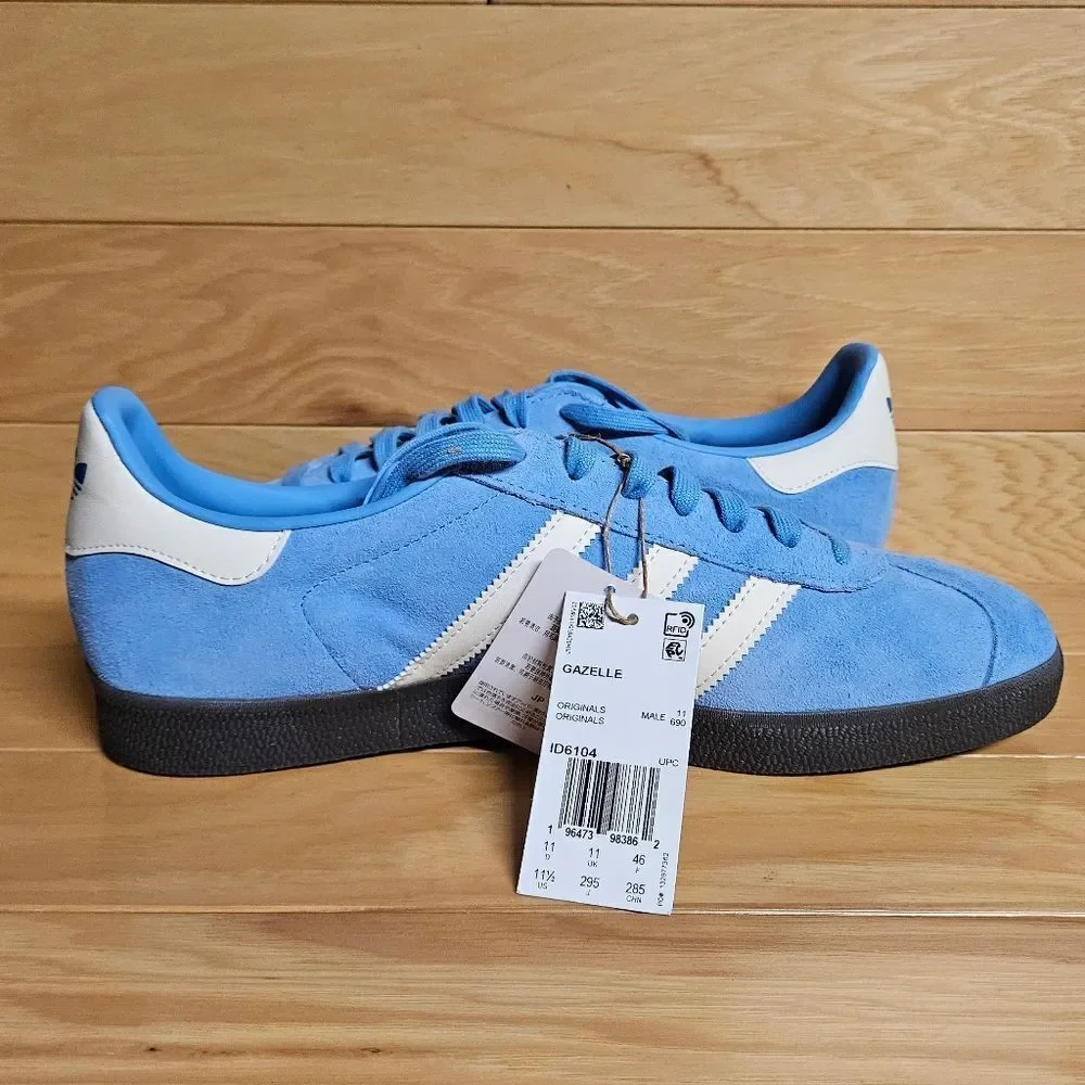 Adidas Originals Gazelle Sky Blue White Gum Mens Trainer Shoe Sneaker ID6104 - Picture 7 of 15